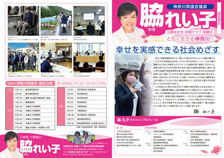 脇れい子県政レポート　議会報告　―４年間の活動報告―　表